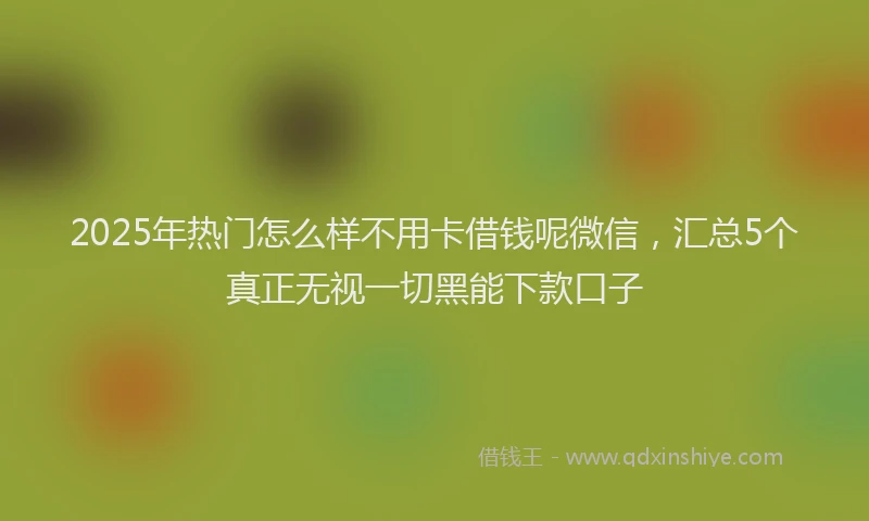 2025年热门怎么样不用卡借钱呢微信，汇总5个真正无视一切黑能下款口子