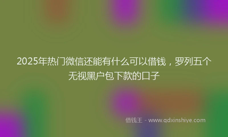2025年热门微信还能有什么可以借钱，罗列五个无视黑户包下款的口子