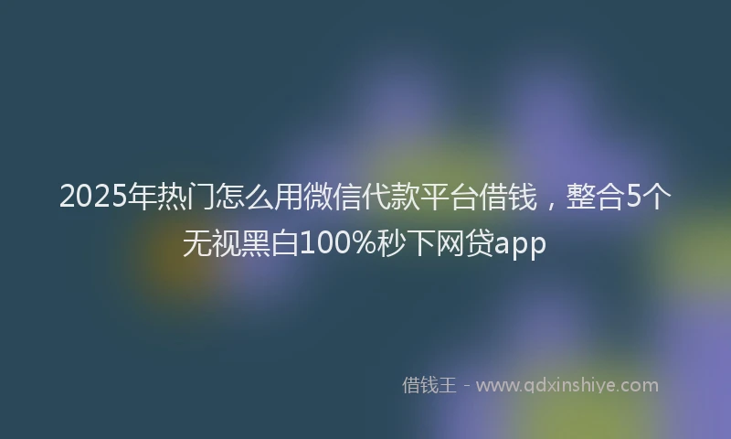 2025年热门怎么用微信代款平台借钱，整合5个无视黑白100%秒下网贷app