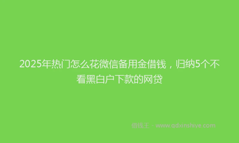 2025年热门怎么花微信备用金借钱，归纳5个不看黑白户下款的网贷