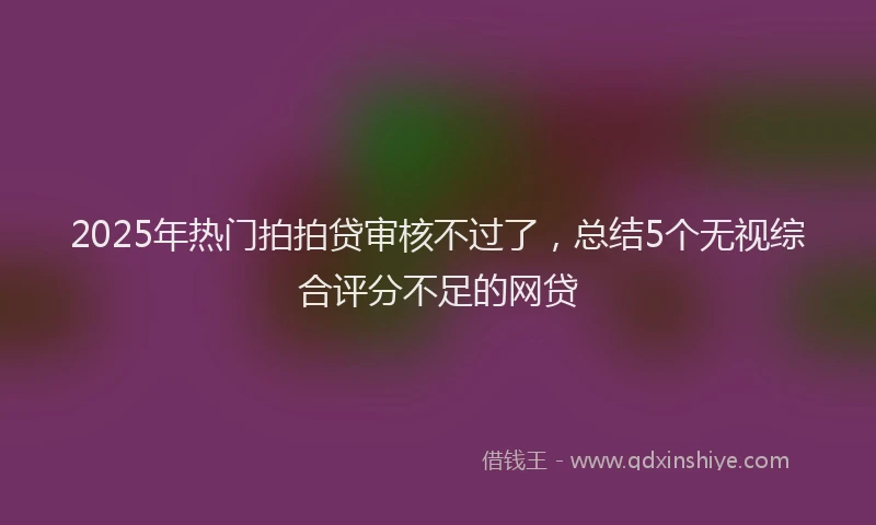 2025年热门拍拍贷审核不过了，总结5个无视综合评分不足的网贷