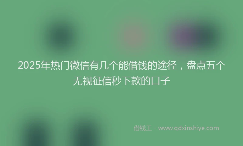 2025年热门微信有几个能借钱的途径，盘点五个无视征信秒下款的口子