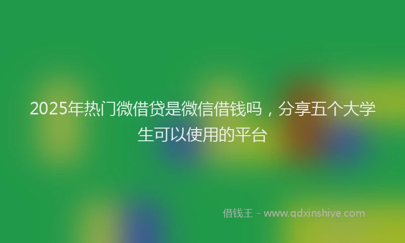 2025年热门微借贷是微信借钱吗，分享五个大学生可以使用的平台