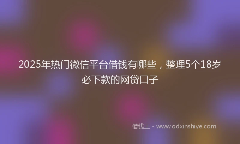 2025年热门微信平台借钱有哪些，整理5个18岁必下款的网贷口子