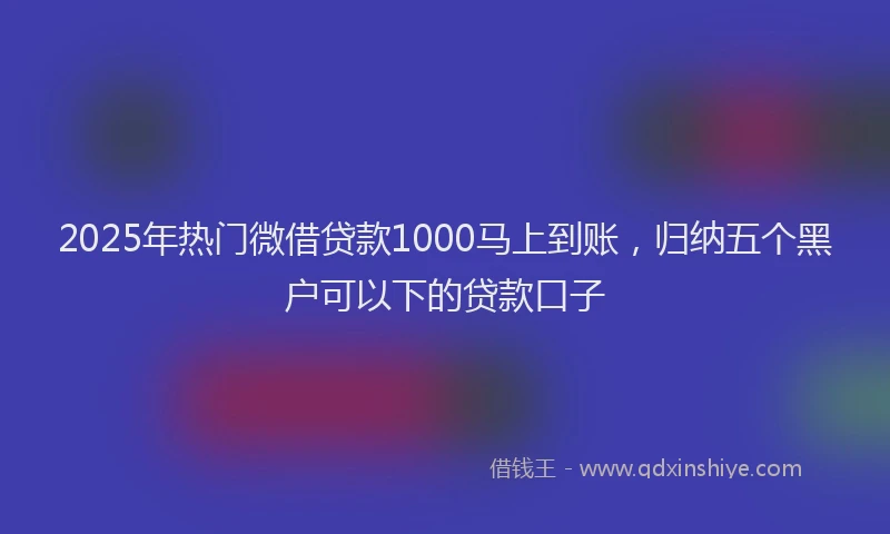 2025年热门微借贷款1000马上到账，归纳五个黑户可以下的贷款口子
