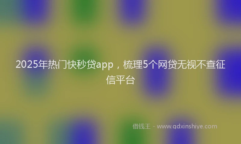 2025年热门快秒贷app，梳理5个网贷无视不查征信平台