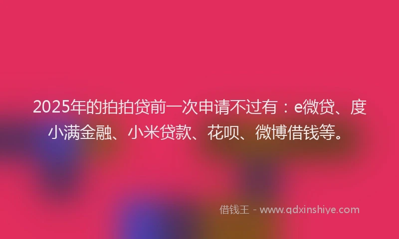 2025年的拍拍贷前一次申请不过有：e微贷、度小满金融、小米贷款、花呗、微博借钱等。