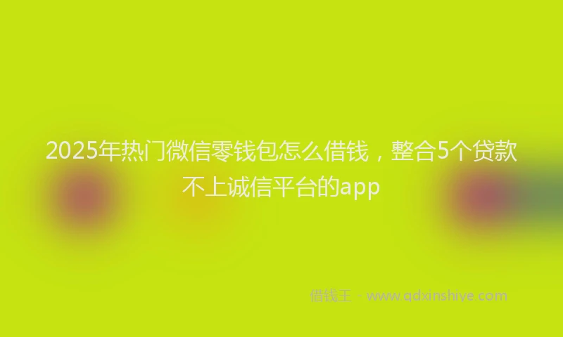 2025年热门微信零钱包怎么借钱，整合5个贷款不上诚信平台的app