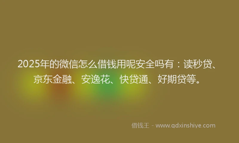 2025年的微信怎么借钱用呢安全吗有：读秒贷、京东金融、安逸花、快贷通、好期贷等。