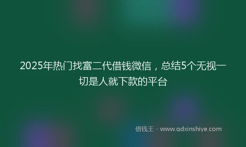 2025年热门找富二代借钱微信，总结5个无视一切是人就下款的平台