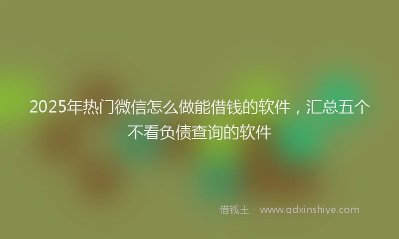 2025年热门微信怎么做能借钱的软件，汇总五个不看负债查询的软件