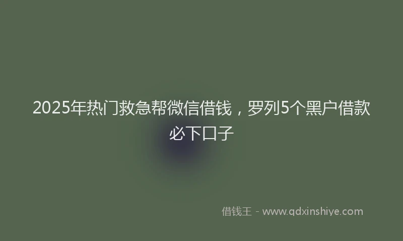 2025年热门救急帮微信借钱，罗列5个黑户借款必下口子