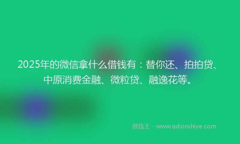 2025年的微信拿什么借钱有：替你还、拍拍贷、中原消费金融、微粒贷、融逸花等。