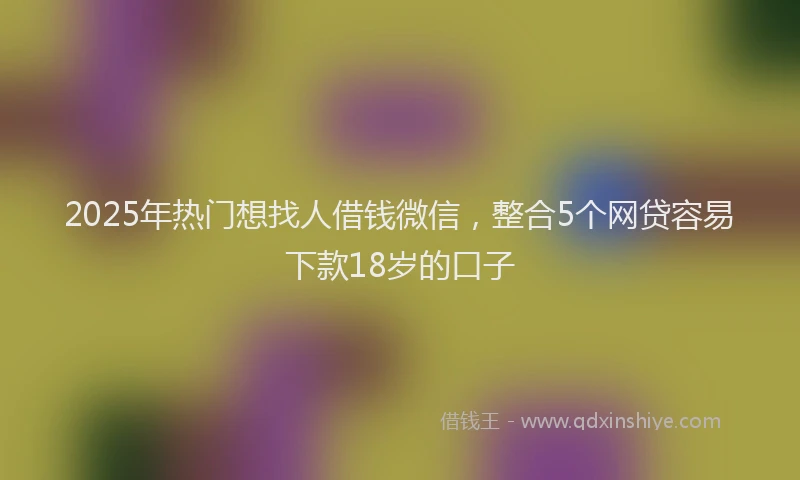 2025年热门想找人借钱微信，整合5个网贷容易下款18岁的口子