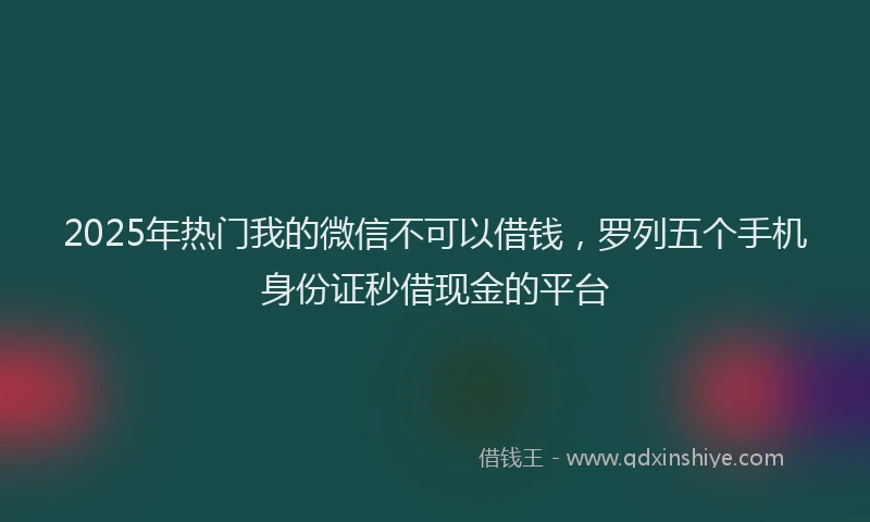 2025年热门我的微信不可以借钱，罗列五个手机身份证秒借现金的平台