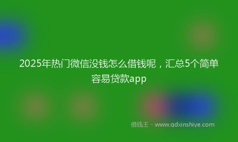 2025年热门微信没钱怎么借钱呢，汇总5个简单容易贷款app