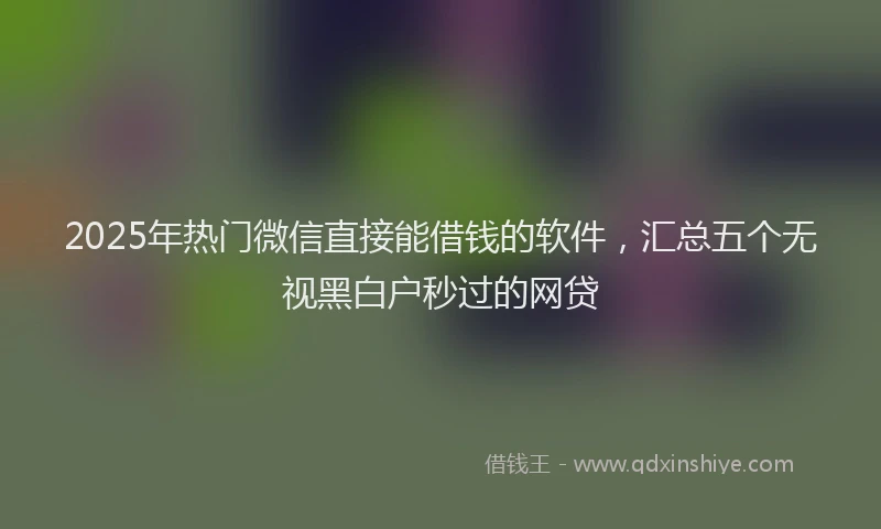 2025年热门微信直接能借钱的软件，汇总五个无视黑白户秒过的网贷