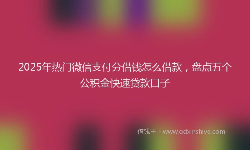 2025年热门微信支付分借钱怎么借款，盘点五个公积金快速贷款口子