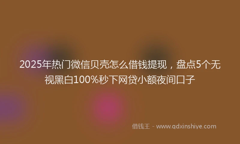 2025年热门微信贝壳怎么借钱提现，盘点5个无视黑白100%秒下网贷小额夜间口子