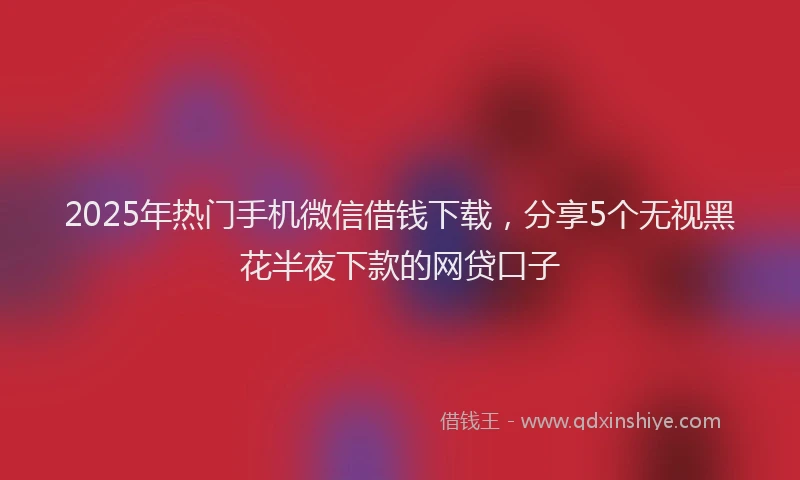 2025年热门手机微信借钱下载，分享5个无视黑花半夜下款的网贷口子