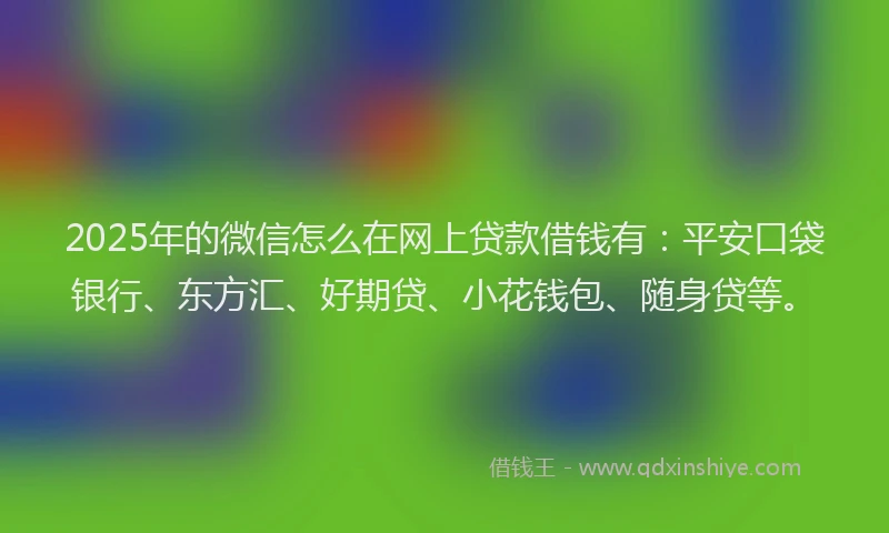 2025年的微信怎么在网上贷款借钱有：平安口袋银行、东方汇、好期贷、小花钱包、随身贷等。
