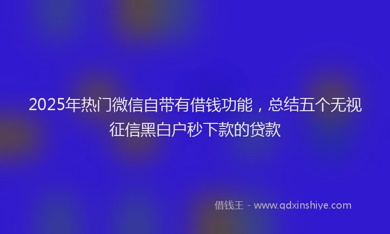 2025年热门微信自带有借钱功能，总结五个无视征信黑白户秒下款的贷款