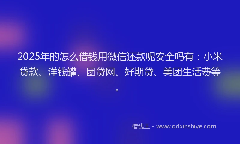 2025年的怎么借钱用微信还款呢安全吗有：小米贷款、洋钱罐、团贷网、好期贷、美团生活费等。