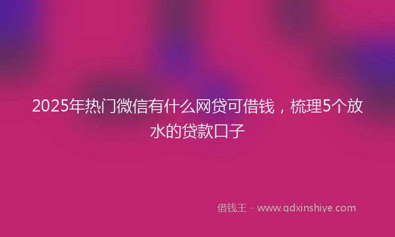 2025年热门微信有什么网贷可借钱，梳理5个放水的贷款口子