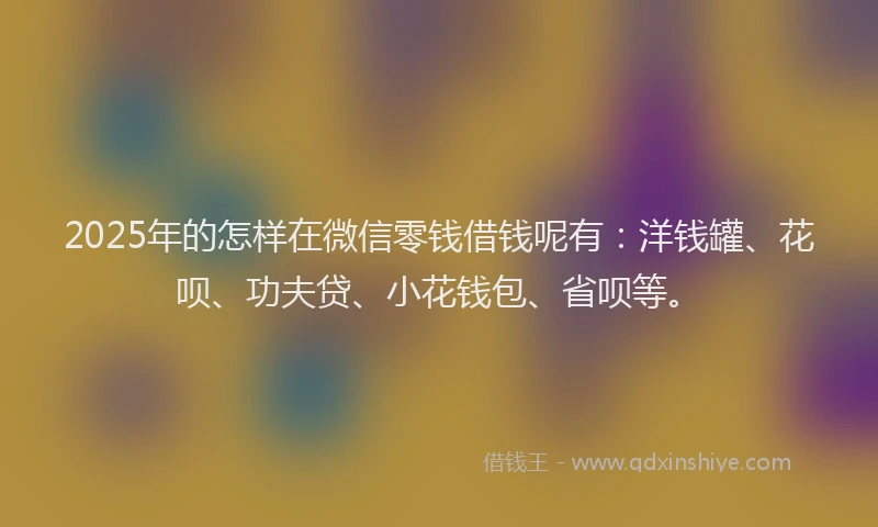 2025年的怎样在微信零钱借钱呢有：洋钱罐、花呗、功夫贷、小花钱包、省呗等。