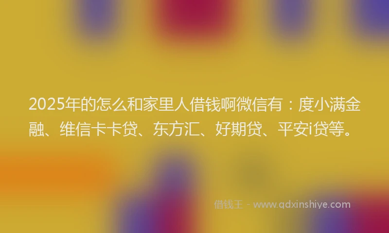2025年的怎么和家里人借钱啊微信有：度小满金融、维信卡卡贷、东方汇、好期贷、平安i贷等。