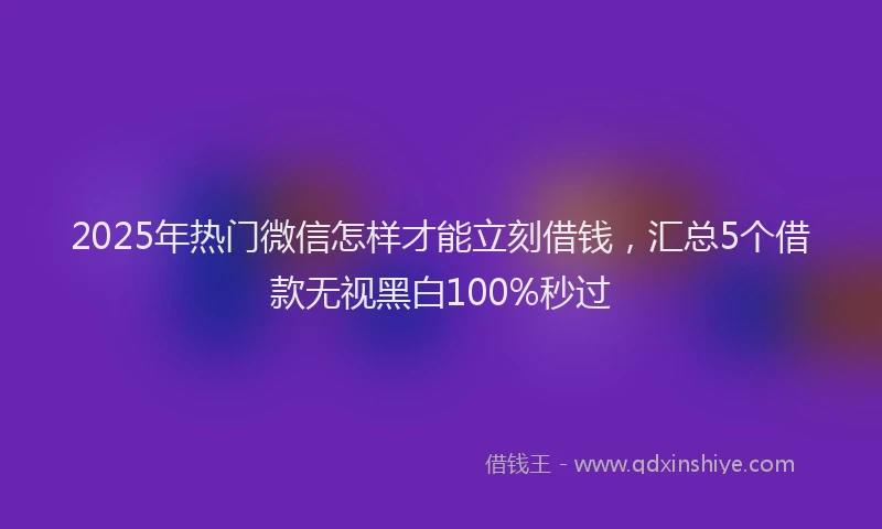 2025年热门微信怎样才能立刻借钱，汇总5个借款无视黑白100%秒过