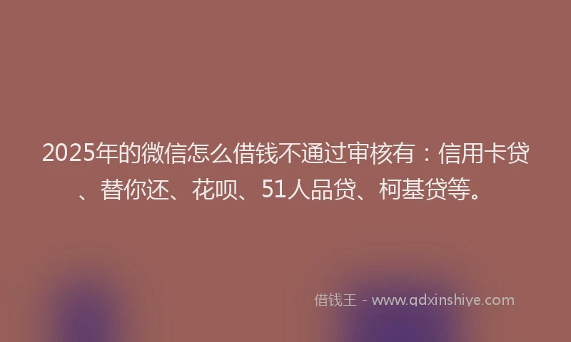 2025年的微信怎么借钱不通过审核有：信用卡贷、替你还、花呗、51人品贷、柯基贷等。