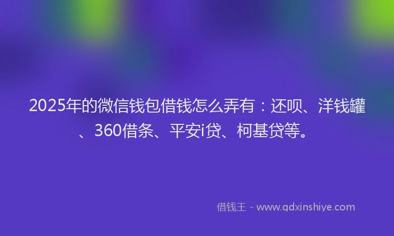 2025年的微信钱包借钱怎么弄有：还呗、洋钱罐、360借条、平安i贷、柯基贷等。