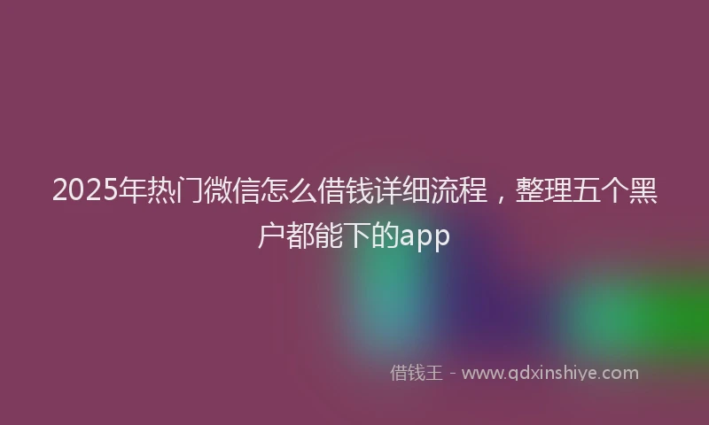 2025年热门微信怎么借钱详细流程，整理五个黑户都能下的app