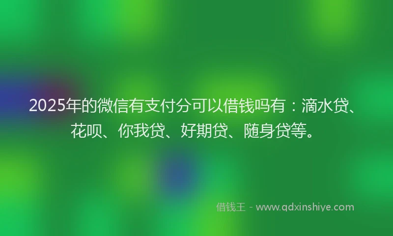 2025年的微信有支付分可以借钱吗有：滴水贷、花呗、你我贷、好期贷、随身贷等。