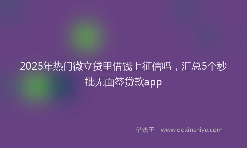 2025年热门微立贷里借钱上征信吗，汇总5个秒批无面签贷款app