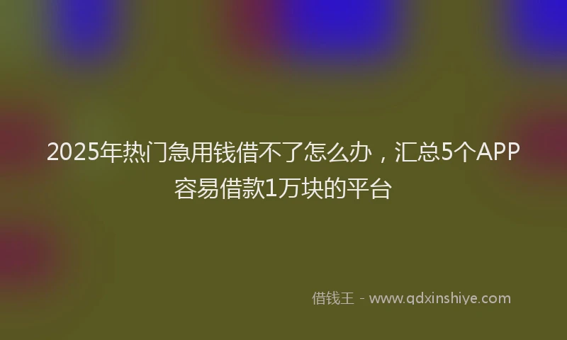2025年热门急用钱借不了怎么办，汇总5个APP容易借款1万块的平台