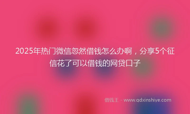 2025年热门微信忽然借钱怎么办啊，分享5个征信花了可以借钱的网贷口子