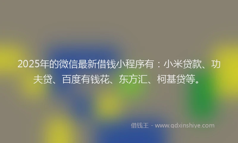 2025年的微信最新借钱小程序有：小米贷款、功夫贷、百度有钱花、东方汇、柯基贷等。
