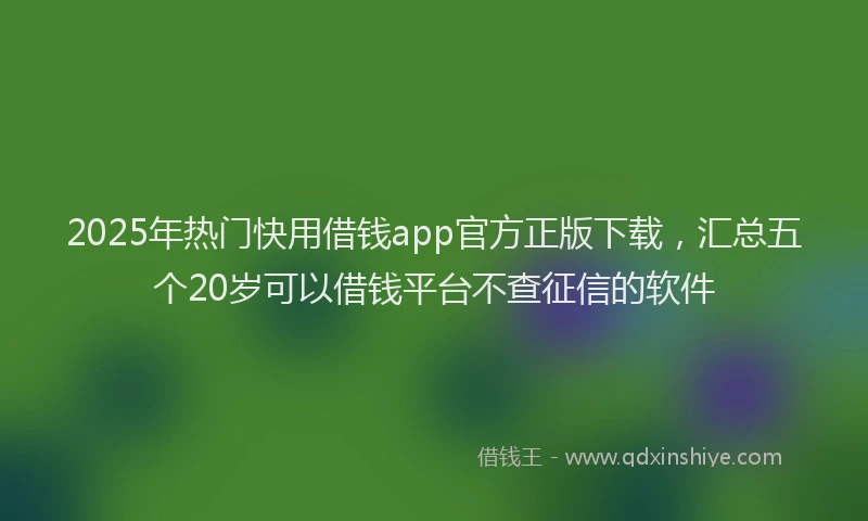 2025年热门快用借钱app官方正版下载，汇总五个20岁可以借钱平台不查征信的软件