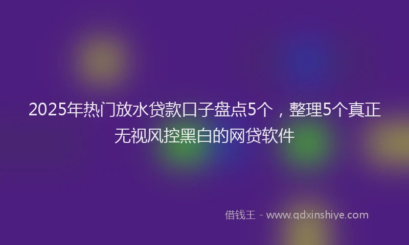 2025年热门放水贷款口子盘点5个，整理5个真正无视风控黑白的网贷软件