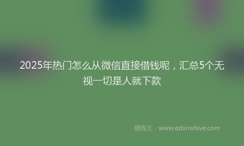 2025年热门怎么从微信直接借钱呢，汇总5个无视一切是人就下款
