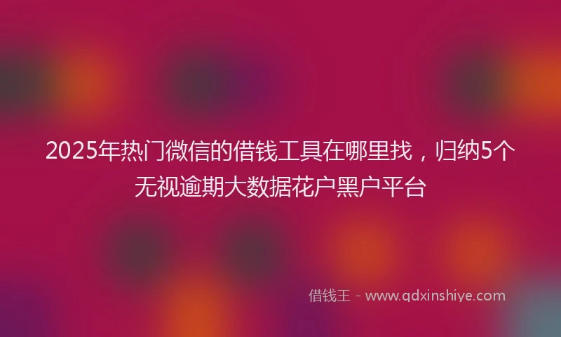 2025年热门微信的借钱工具在哪里找，归纳5个无视逾期大数据花户黑户平台