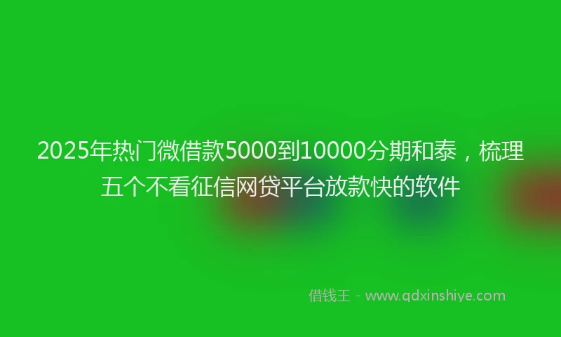 2025年热门微借款5000到10000分期和泰，梳理五个不看征信网贷平台放款快的软件