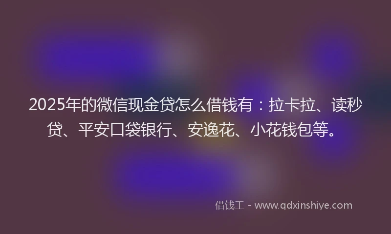 2025年的微信现金贷怎么借钱有：拉卡拉、读秒贷、平安口袋银行、安逸花、小花钱包等。