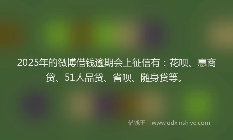 2025年的微博借钱逾期会上征信有：花呗、惠商贷、51人品贷、省呗、随身贷等。