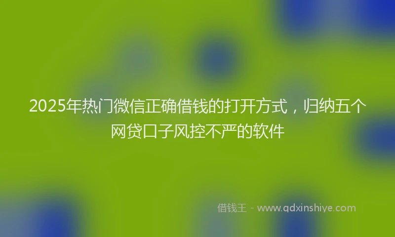 2025年热门微信正确借钱的打开方式，归纳五个网贷口子风控不严的软件