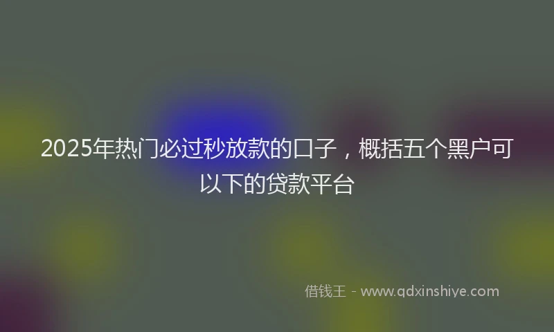 2025年热门必过秒放款的口子，概括五个黑户可以下的贷款平台