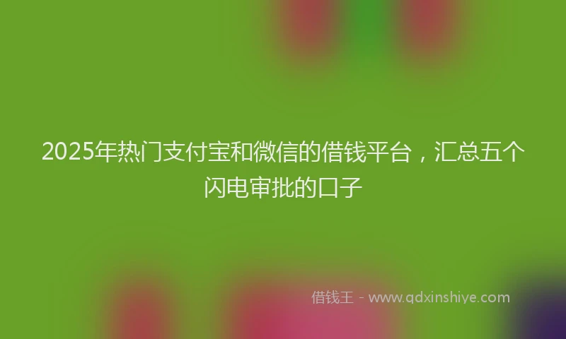 2025年热门支付宝和微信的借钱平台，汇总五个闪电审批的口子