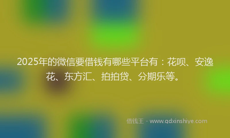 2025年的微信要借钱有哪些平台有：花呗、安逸花、东方汇、拍拍贷、分期乐等。